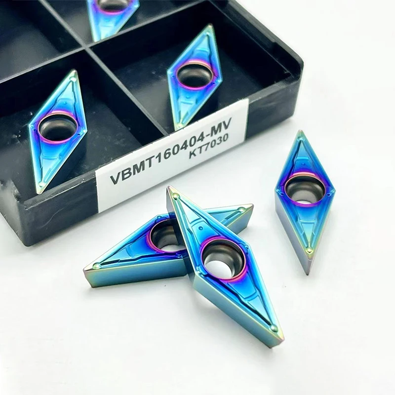 

CNC Turning Inserts VBMT110304-MV VBMT110308-MV VBMT160404-MV VBMT60408-MV Nano Blue High-Hardness Stainless Steel and Quenched