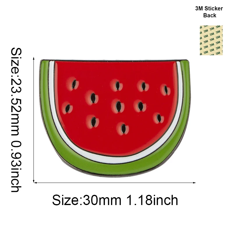 1-100PCS Water Melon Mobile Phone 3M Sticker Badge Metal Pin Broooches Pins