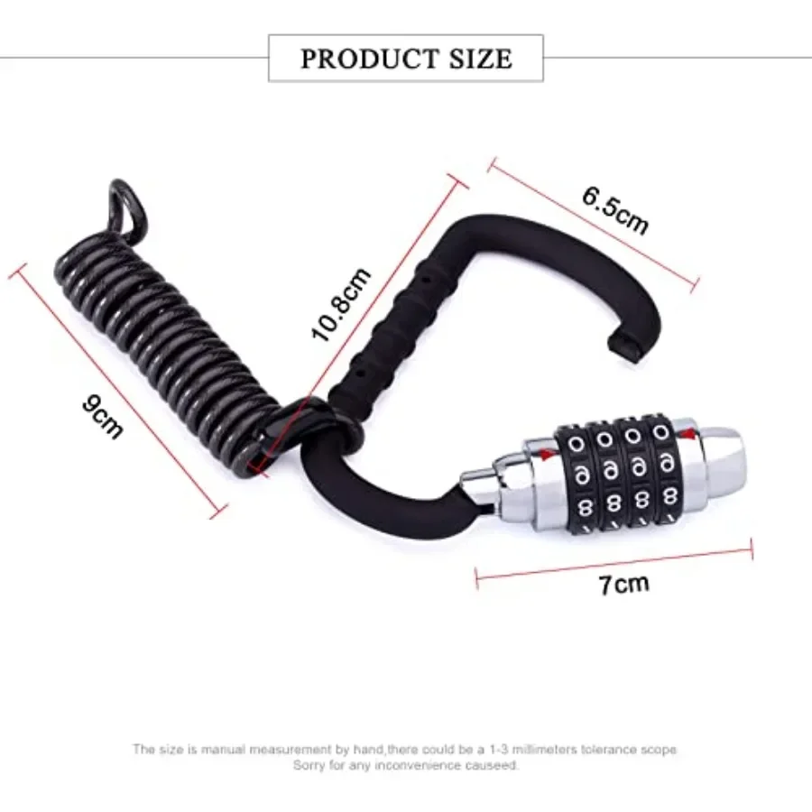 Кабельный замок для мотоциклетного шлема с 4-значной комбинацией, сбрасываемый велосипедный замок с TBar, противоугонный выдвижной замок для багажа для Secu