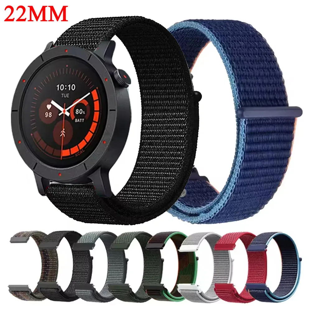 Bucle de nailon de 22mm para CMF By Nothing Watch Pro 3 2 1 pulsera para Amazfit Bip 6 5/Redmi 5 Lite/Huawei GT5 GT4 GT3 correa de 46mm
