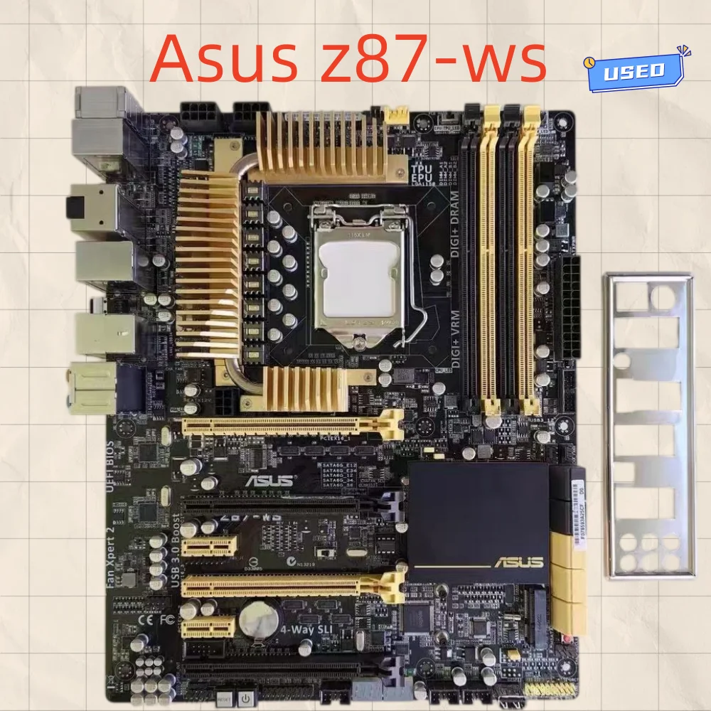 Carte mère Asus Z87-WS, compatible DDR3, avec support pour 32 Go de mémoire, kit pour processeur Xeon E3-1241 v3, Core i3, i5, i7, Intel Z87, HDMI, PCI-E 3.0.