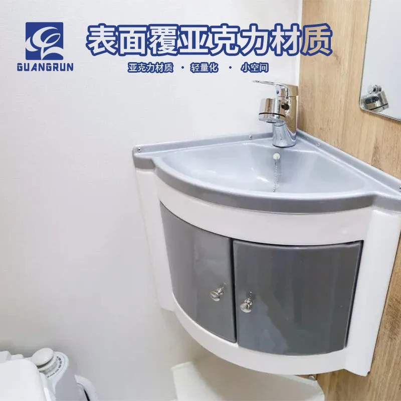 RVS caravan Campers traveling trailers acrylic plastic foldable folding sink with shower head and mirror in bathroom Y405C