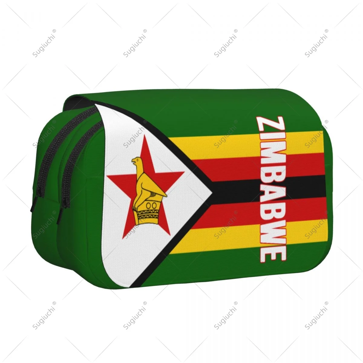 Pencil Case Scissors Bags 3D Zimbabwe Flag Double-layer Oxford Cloth Stationery Storage Pen Box Case