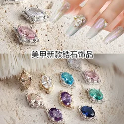 2Pcs Nail Quality Zircon Charm Multi-Colors Gold/Silver Flatback Nail Gems Rhinestones For Luxury Nail Designs Charms Jewelry