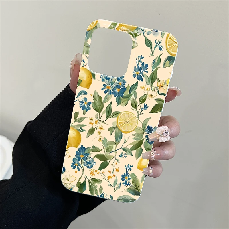 Summer Fruits Yellow Lemon Print Soft Phone Case For iPhone 16 Pro Max 15 14 13 12 11 Pro Plus 16E Shockproof Protective Cover