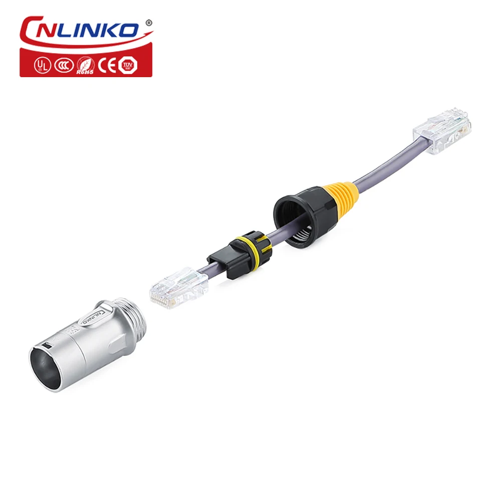 CNLINKO UL/TUV 8 Pin Outdoor RJ45 Cable Ethernet Plug Socket Connector Weatherproof IP65 Jack Signal Connector Favorable Price