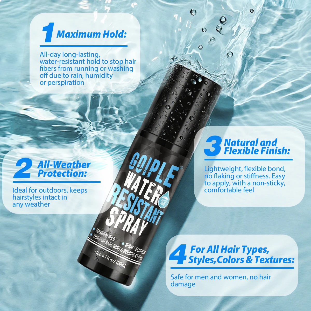 ألياف تصنيع الشعر المقاومة للماء من ألياف بناء الشعر مثالية للارتداء طوال اليوم بخاخ الألياف للشعر الناعم أو التخفيف