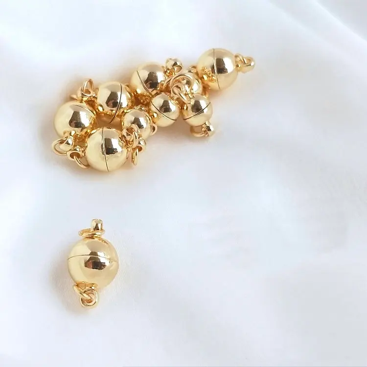 6*11MM 8*14MM 14K Gold Color Plated Brass Magnetic Bracelet Clasp Beads High Quality for Diy Jewelry Making Findings Accessories