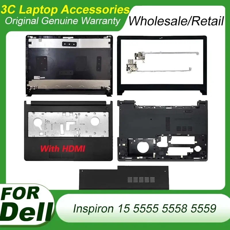 

Original New For Dell Inspiron 15 5555 5558 5559 Laptop LCD Back Cover Front Bezel Palmrest Bottom Case Black No Touch 0CMJK5