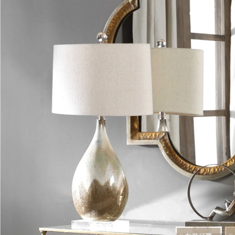 Modern Teardrop Shape Ceramics Table Lamps Rotundity White Fabric Lampshade Living Room Bedroom Study Office Reading Desk Lights