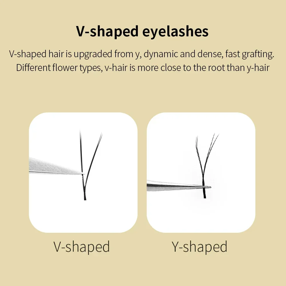 GLAMLASH 5Cases V Shape Auto-Fans 2D Eyelash Extension Soft Ellipse Flat Split Tips Premade Volume Individual False Lashes