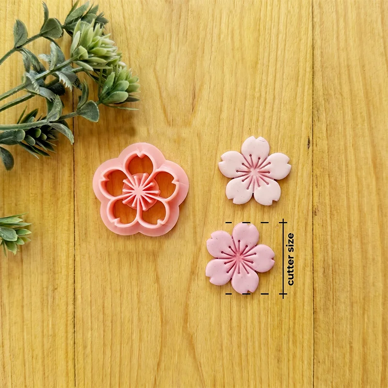 Cherry Blossom Polymer Clay Cutter Soft Ceramic Earring Mold Set Sakura Floral DIY Handmade Jewelry Pendant Craft Tool