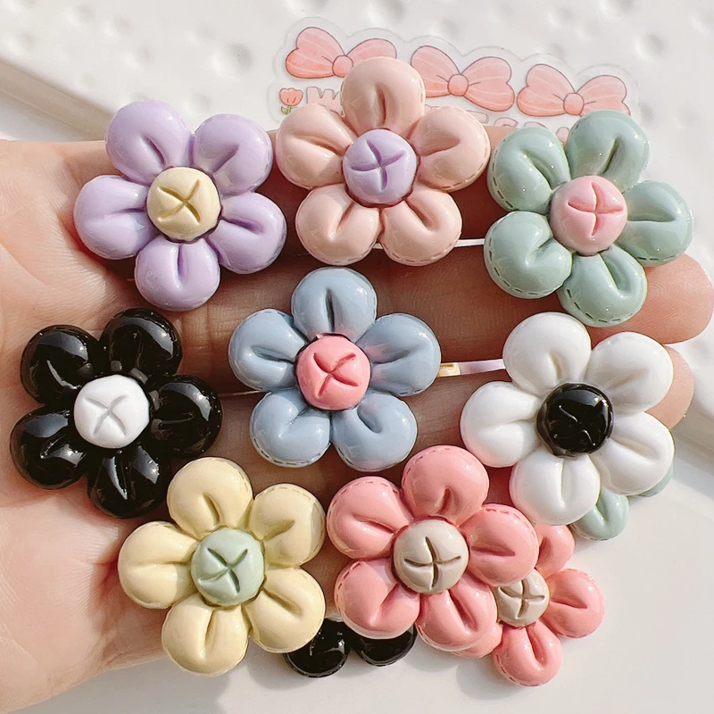 

10Pcs New Cute Mini Cartoon Bright Surface,Button Flower Series Resin Scrapbook Diy Jewelry Wedding Hairpin Decorate Accessories