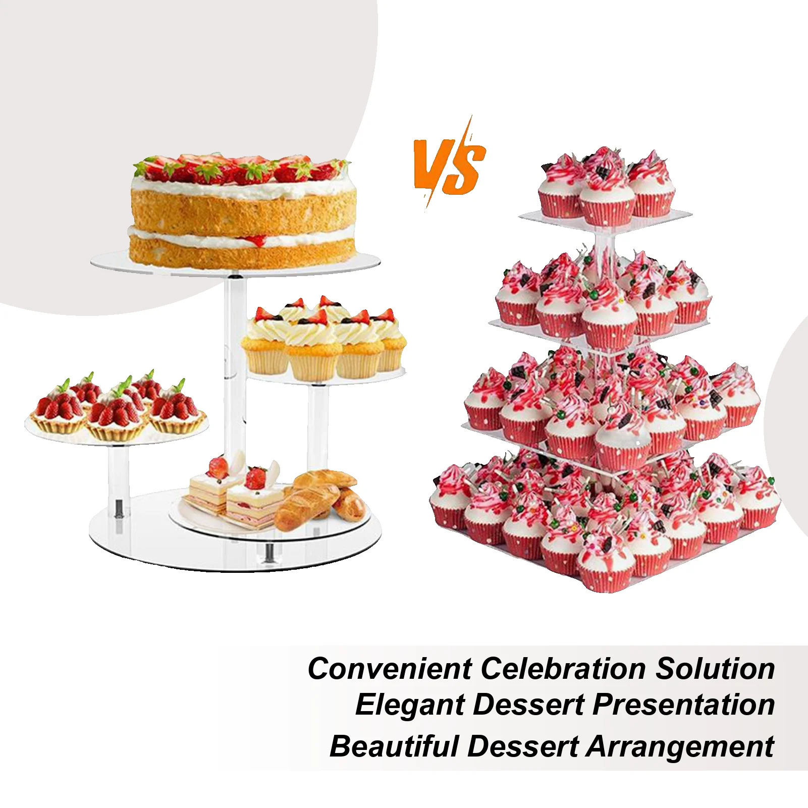 

Cupcake Tower Clear Acrylic Serving Holder Cupcake Stands For Dessert Table For Cookie Snack Food Pastry Candy Wedding Birthday