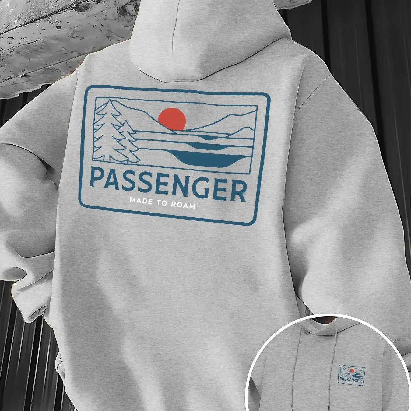 Men's Minimal Mountain Graphic Hoodie Sweatshirt Outdoor Explorer Print Casual Loose Fit Streetwear Pullover Autumn Winter