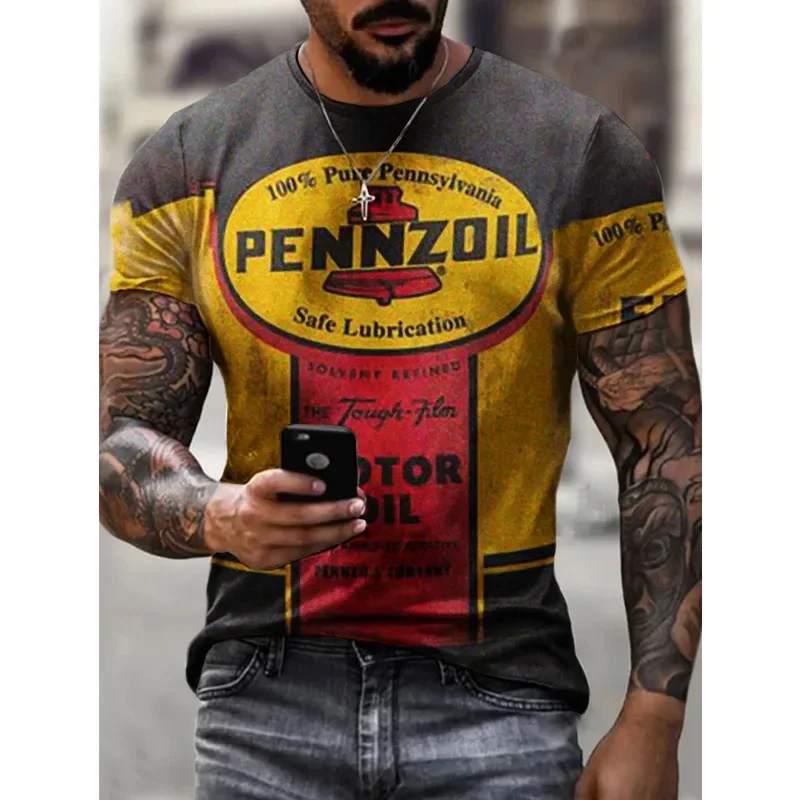 

Fashion Summer New Style Retro Short-Sleeved Men's T-Shirt 3d Printing Oil T-Shirts For Men O-Collar Top Oversized Clothing