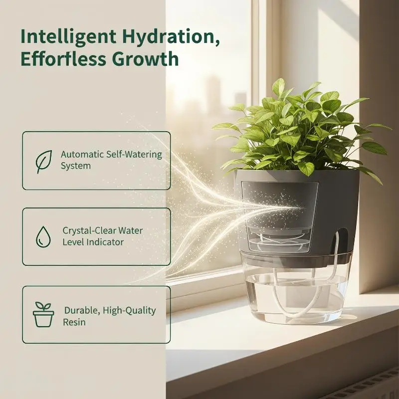 1Pcs Transparent Self-Watering Lazy Flowerpot Hydroponic Plant Pot for Kids Gardening Practice Home Use
