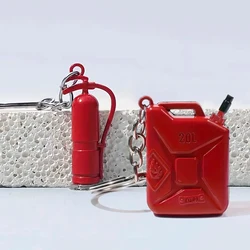 Fire Extinguisher Keychain Red Oil Drums Shape Metal Keyring For Men Women Backpack Car Key Accessories Game Player Gifts