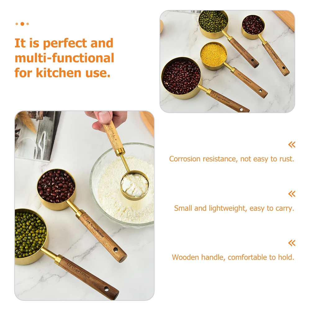 

8 Pcs Stainless Measuring Cups Spoon Set Liquid Spoons and Coffee Beans Steel Metal