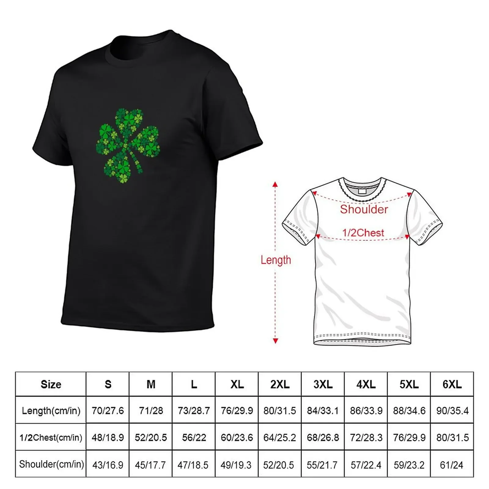 lucky four-leaf clover, green shamrock T-Shirt plus size tops Short sleeve tee cute tops animal prinfor boys t shirts for men