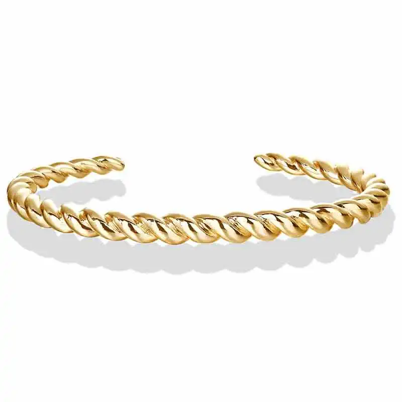 

BBA126 Gold Plated Twisted Chunky Bangle Bracelet | 14K Gold Plated | Lightweight Everyday Jewelry