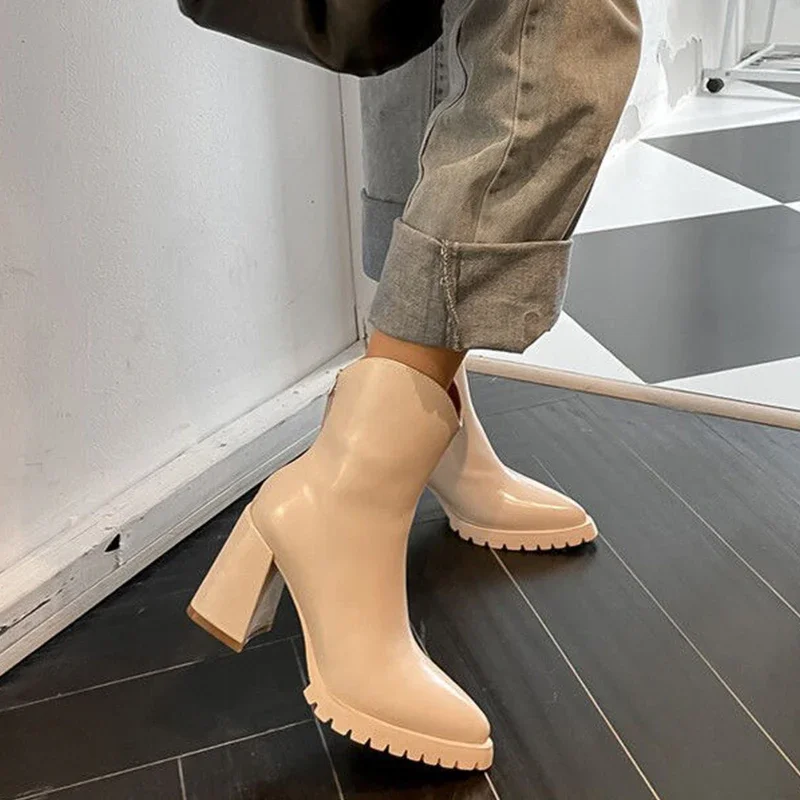 Elegant Women Ankle Pointed Toe High Heels Boots Comfort Leather Wedding Party Chelsea Boots Winter New 2025 Trend Women Shoes