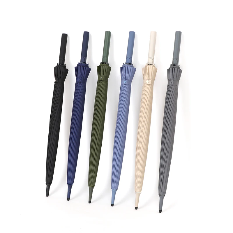 

Business and Casual 24 Bone Long Handle Umbrella Large Double Storm Resistance Three-person Color Straight Handle Business Strai