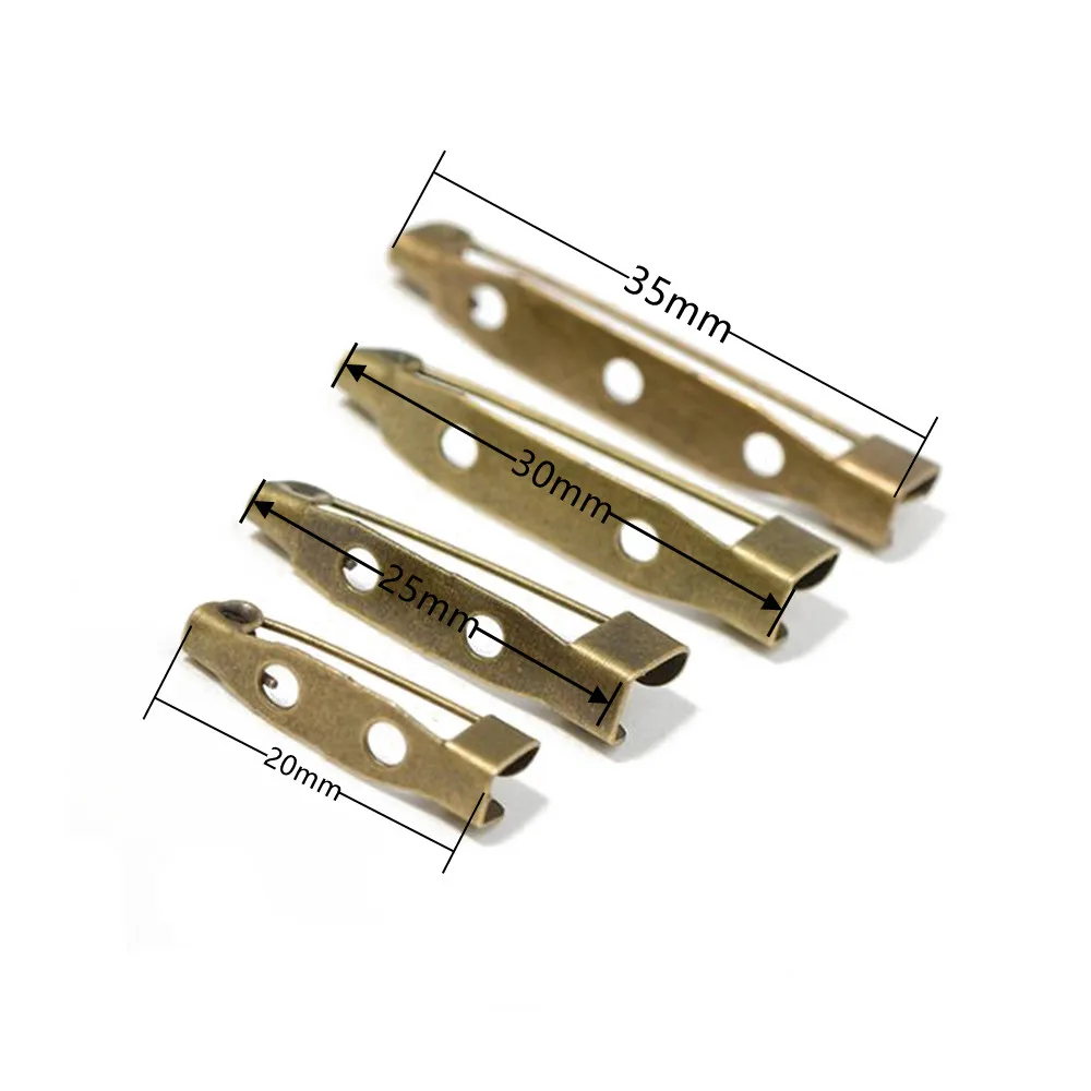 50Pcs 15/20/25/30/32/35/38/40/45mm Brooch Clip Pins Safety Settings Blank Base DIY Name Tags Badge Jewelry Making Findings