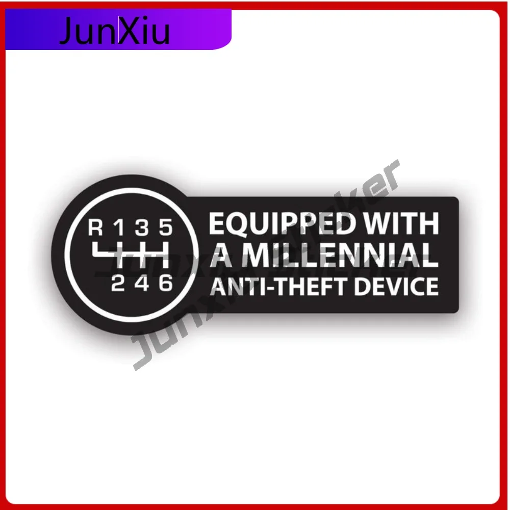 

Cute Equipped With A Millennial Anti Theft Device Sticker Decal American Made Uv Protected Manual Stick Shift Graphic Vinyl
