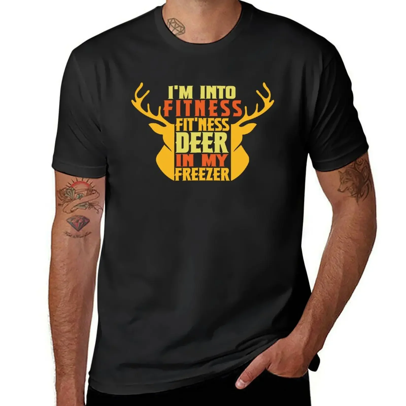 

Funny Hunter Dad I'm Into Fitness Deer Freezer Hunting T-Shirt summer top man clothes blue archive mens cotton t shirts