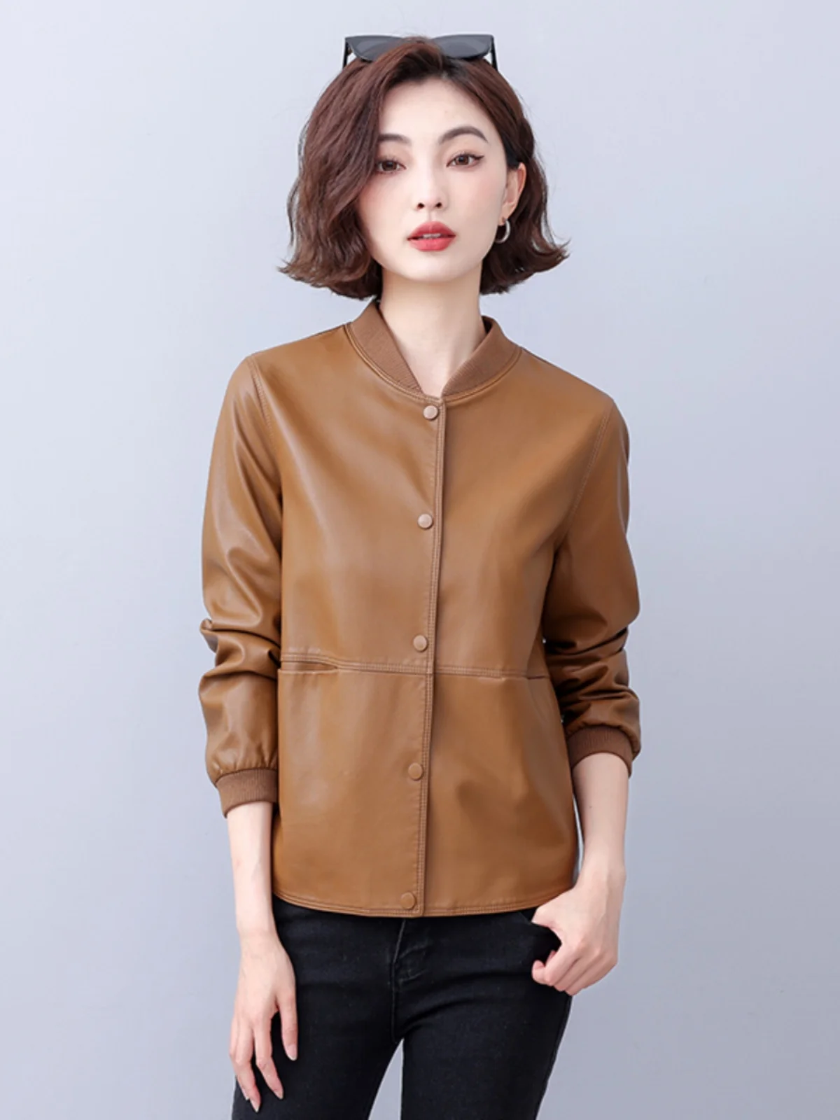 KMETRAM-Veste courte en cuir de mouton naturel pour femme, vestes décontractées, printemps, automne, 2024