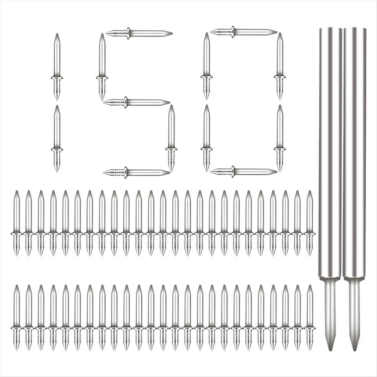 A50U 150Pcs Baseboard Seamless Nails Double-Headed Screw, Skirting Line Special Invisible Security Nails with Sleeve Tool