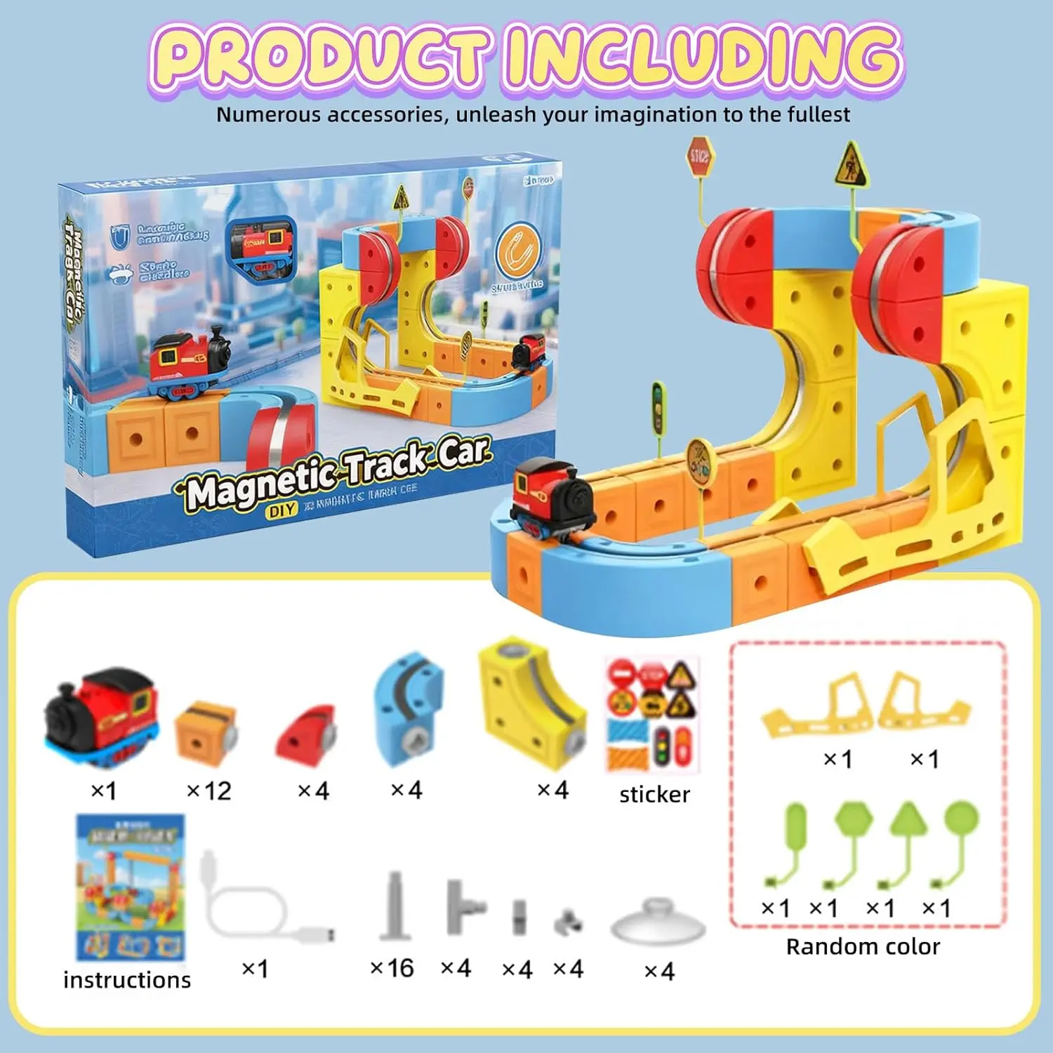 Magnetic Track Car Electric Anti Gravity Magical Track Set DIY Building Blocks Toy Kids Christmas Sensory Toys Gift