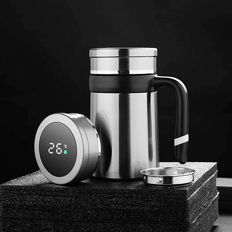 500ML Thermos Coffee Mug With Filter Handle Stainless Steel Insulated Vacuum Tea Cup Home Office LED Temperature Display Gift