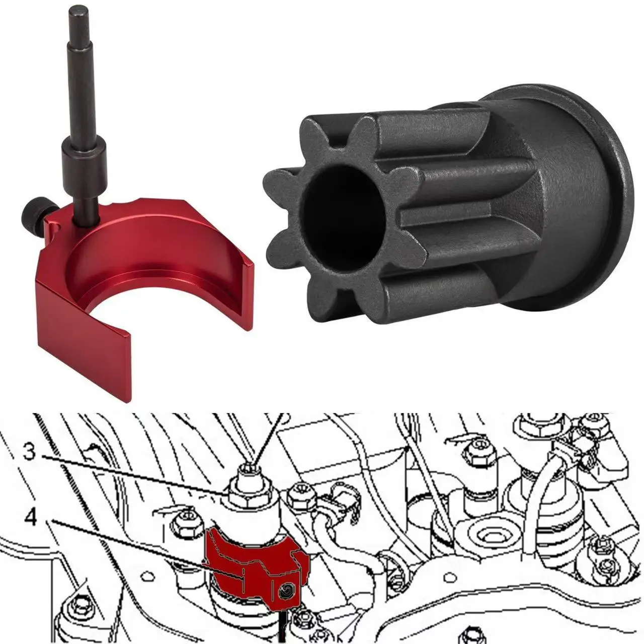 For Caterpillar Injector Height Tool+Barring Socket+Timing Pin Fuel Injector Height Adjustment Tool for CAT 3406E C15 C16