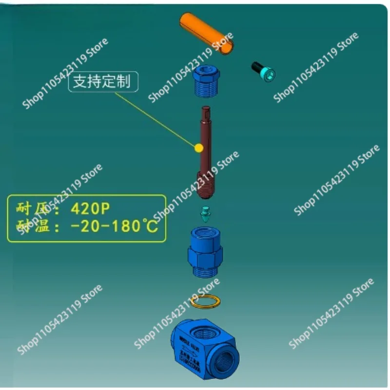High-pressure needle valve threaded 2-point internal wire through the plate needle shut-off instrumentation valve 4 points DN15