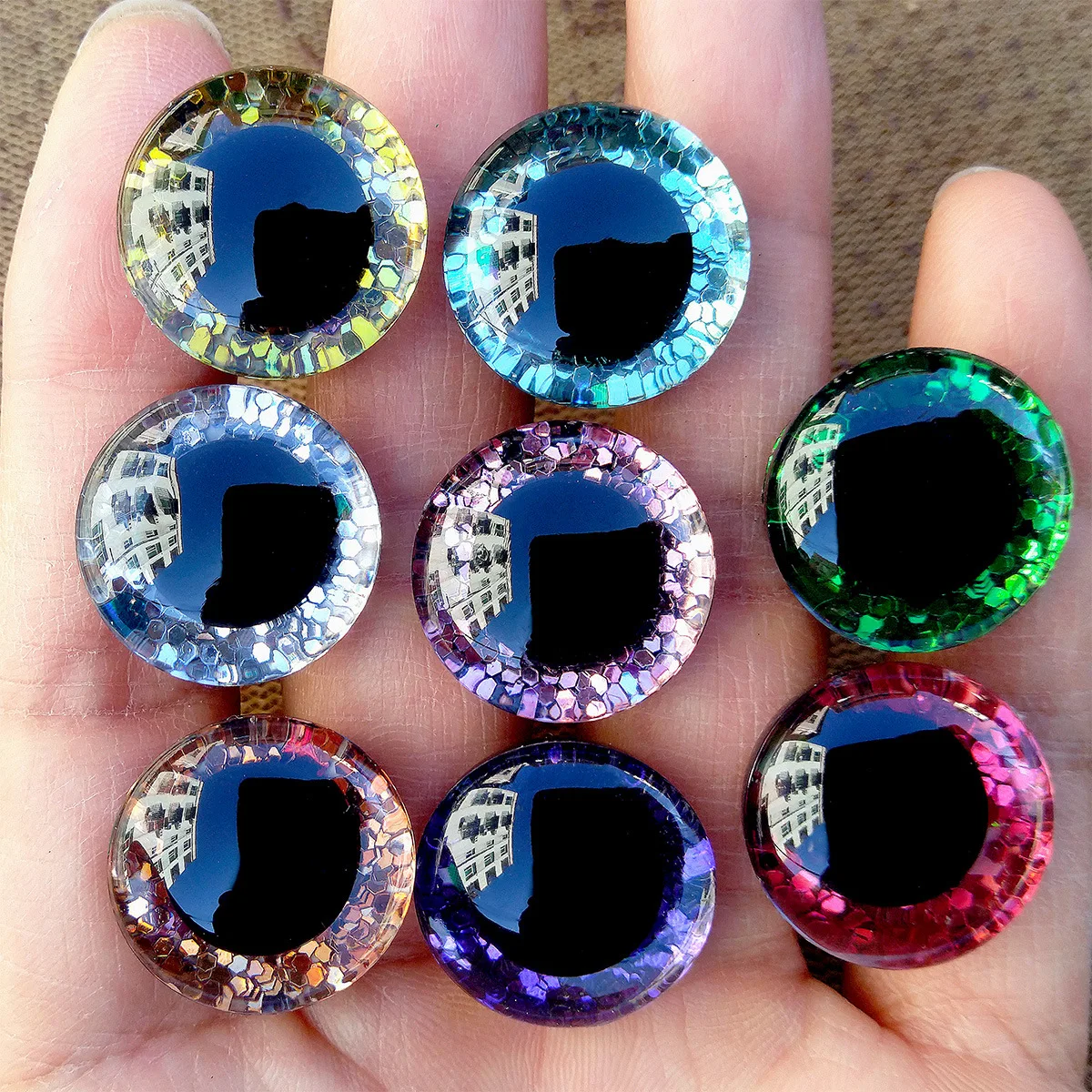 Mixed Color 16mm Resin Safety Glitter Doll Accessory Eye For Toys Crafts Animals Amigurumi Crochet Diy Doll Making 5Pairs/Lot