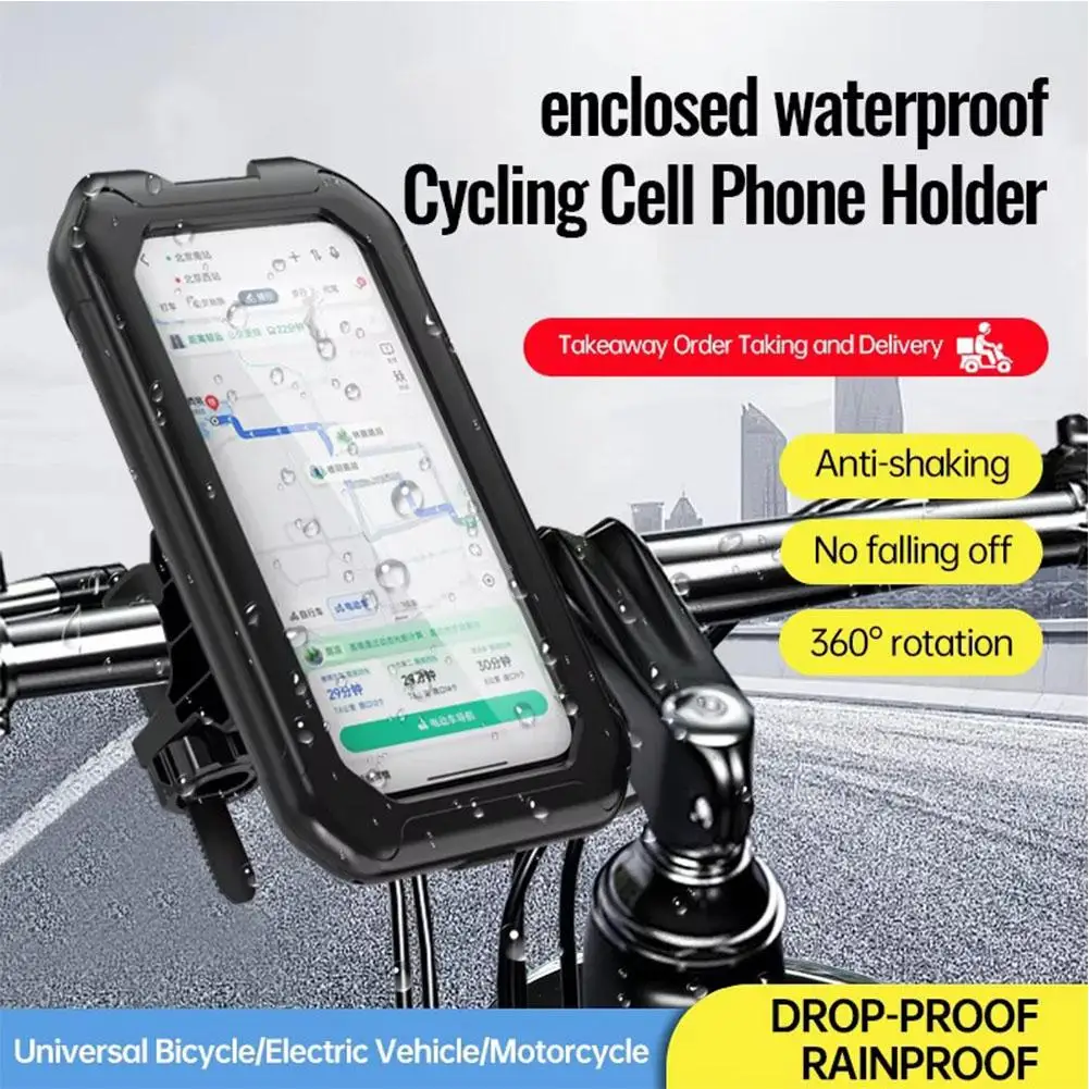 Motorcycle Bike Mobile Phone Holder GPS 360° Waterproof Universal Support Holder Motorcycle Adjustable Cellphone Swivel F7S8