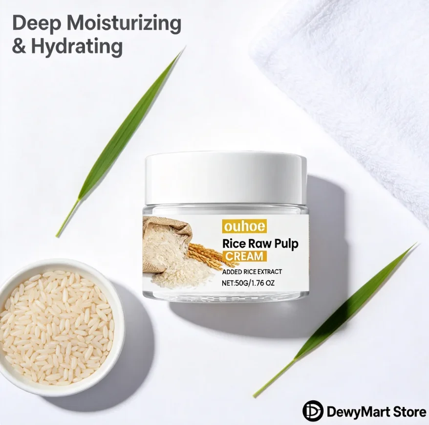 OUHOE Rice Face Cream, Moisturizing & Hydrating Cream for Soft, Smooth and Nourished Skin