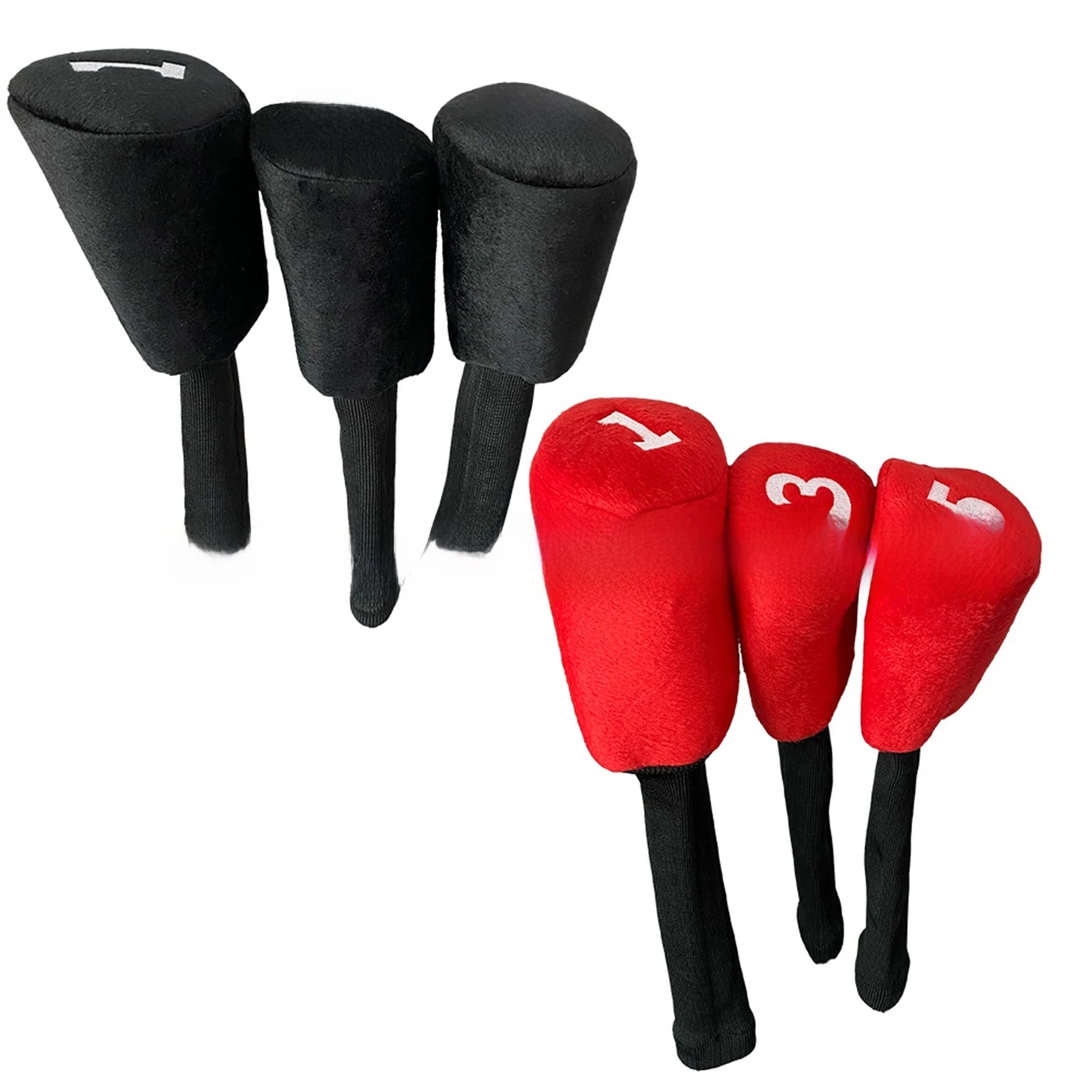 3Pcs Golf Club Head Covers Number Print Club Protective Headcover with Fleece Lining Driver Fairway Woods