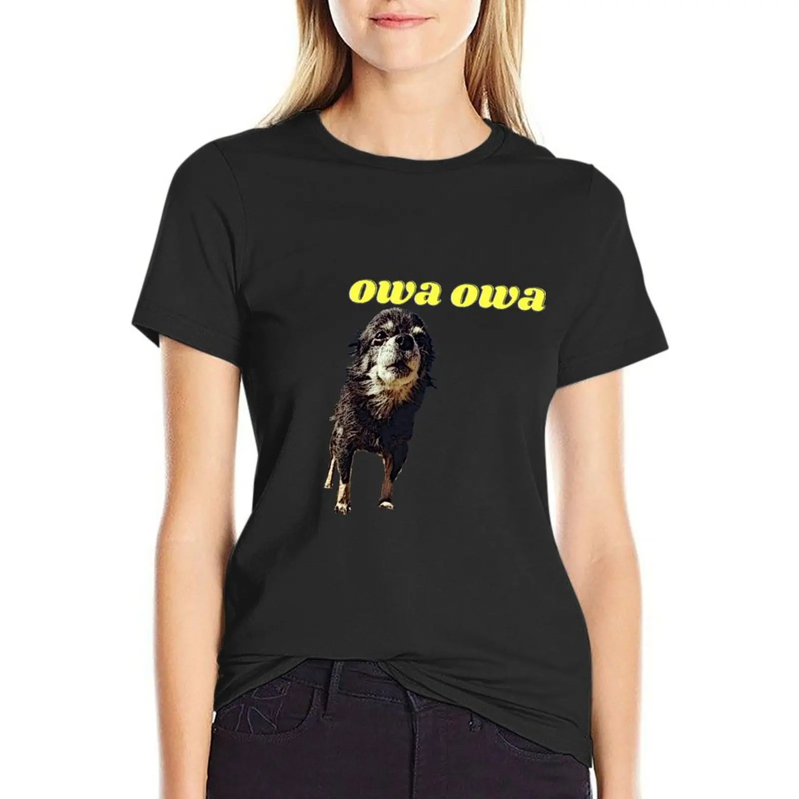 

pudgywoke owa owa T-Shirt aesthetic clothes sports fans funnys cat shirts for Women