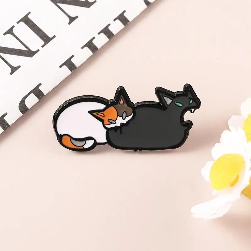 Cute Cartoon Cat Fight Enamel Brooches 1/4Pcs Lightweight Fashion Pins for Schoolbag Backpack Clothes Decor Unique Gift for Stu