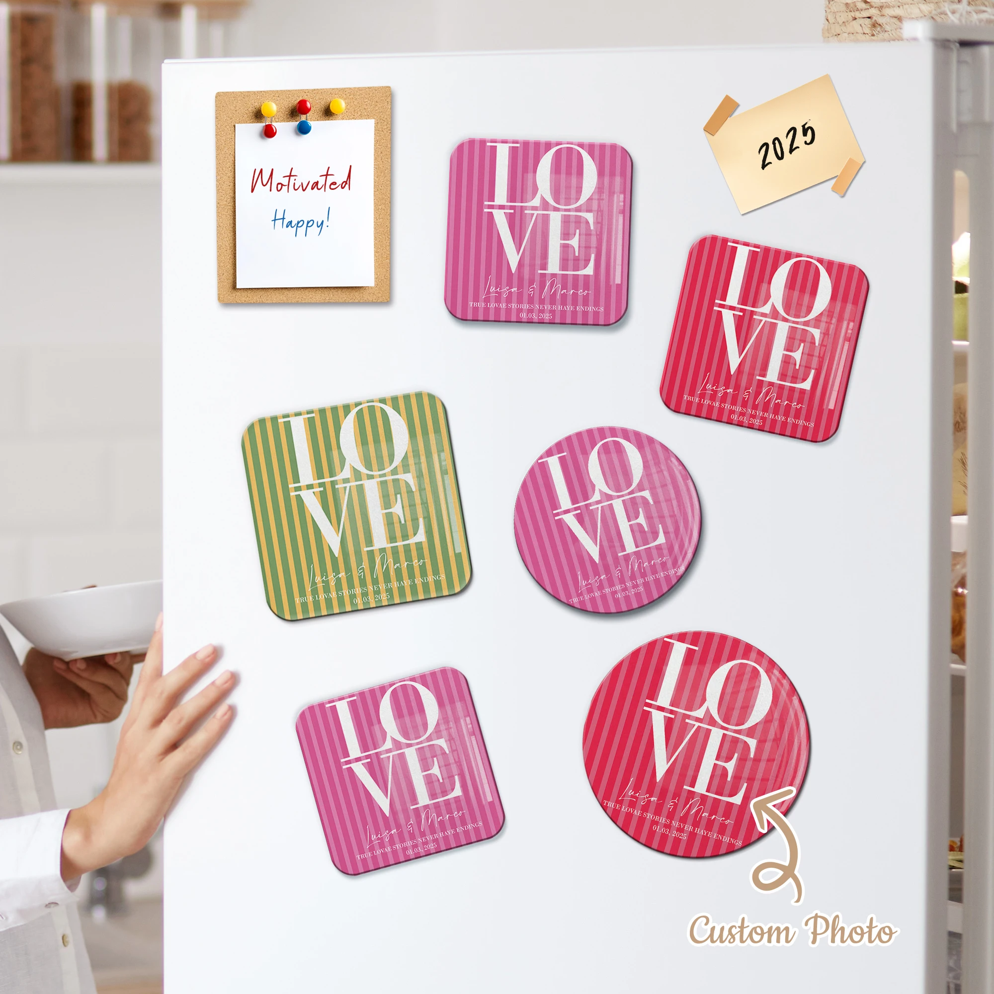 

Personalized Love Customized Name Acrylic Refrigerator Magnet Gifts Home Furnishing Kitchen Catering Whiteboard Home Decoration
