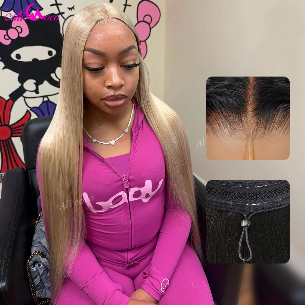 Shiny Blonde Colored Drawstring Glueless 200 Density 13X6 32 Inches Invisible HD Lace Front Human Hair 5x5 Lace Closure Straight