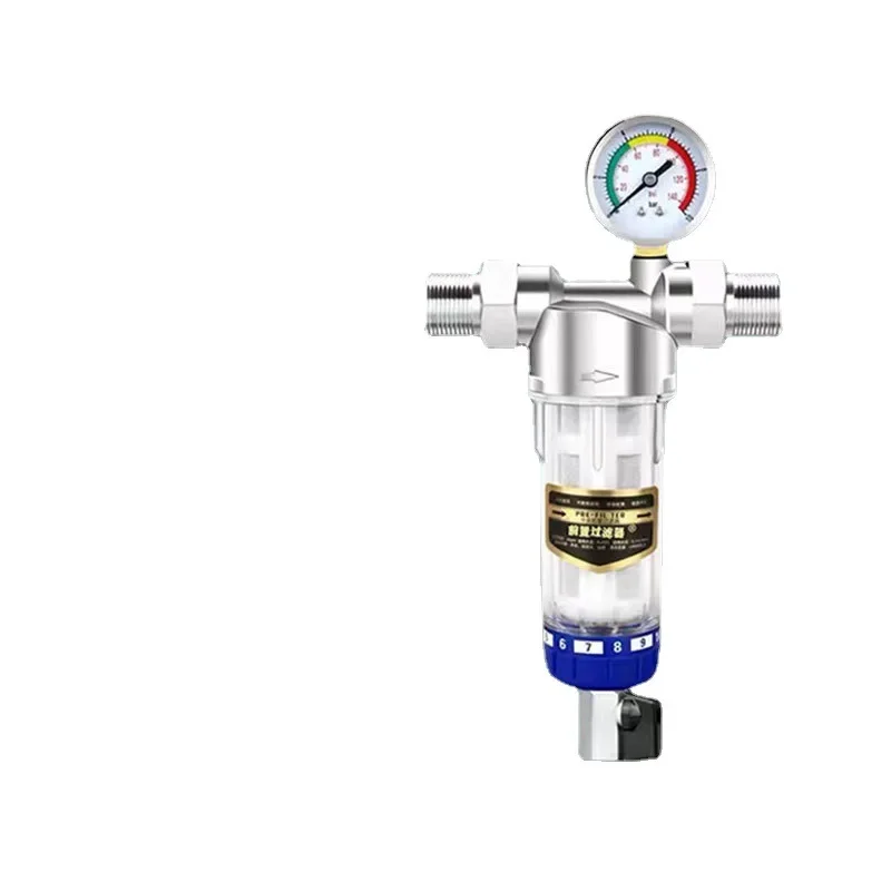 Vorfilter-Reiniger für das ganze Haus, Spin Down-Sediment-Wasserfilter, zentrales Vorfiltersystem, Rückspülung, Edelstahlgewebe