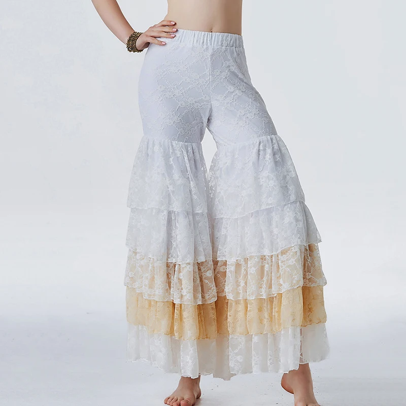 

Elegant Floral Lace Modern Style Belly Dance Costume Accessories Women Gypsy Dance Bloomers Harem Hollow Pants Flare Trousers