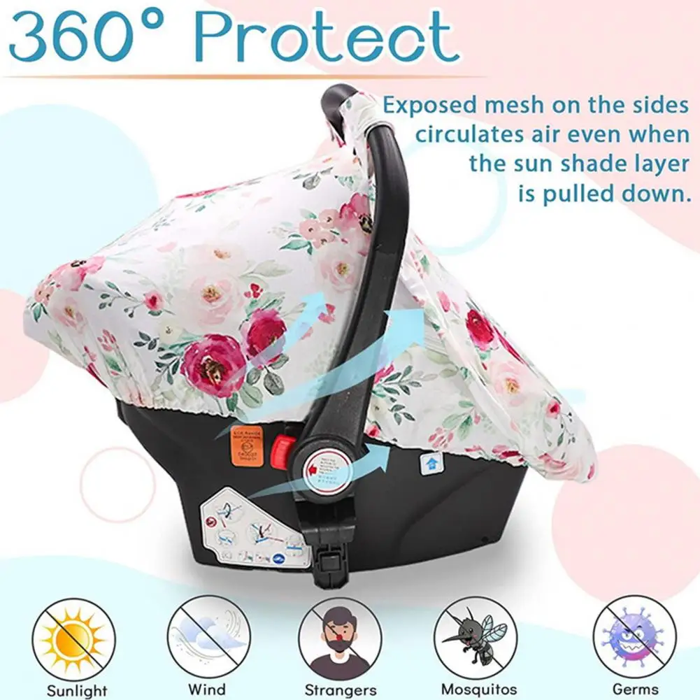 Breathable Nursing Cover 360 Degree Windproof Protection Infant Basket Cover for Strollers Carriers Safety Seats Keep Baby Warm