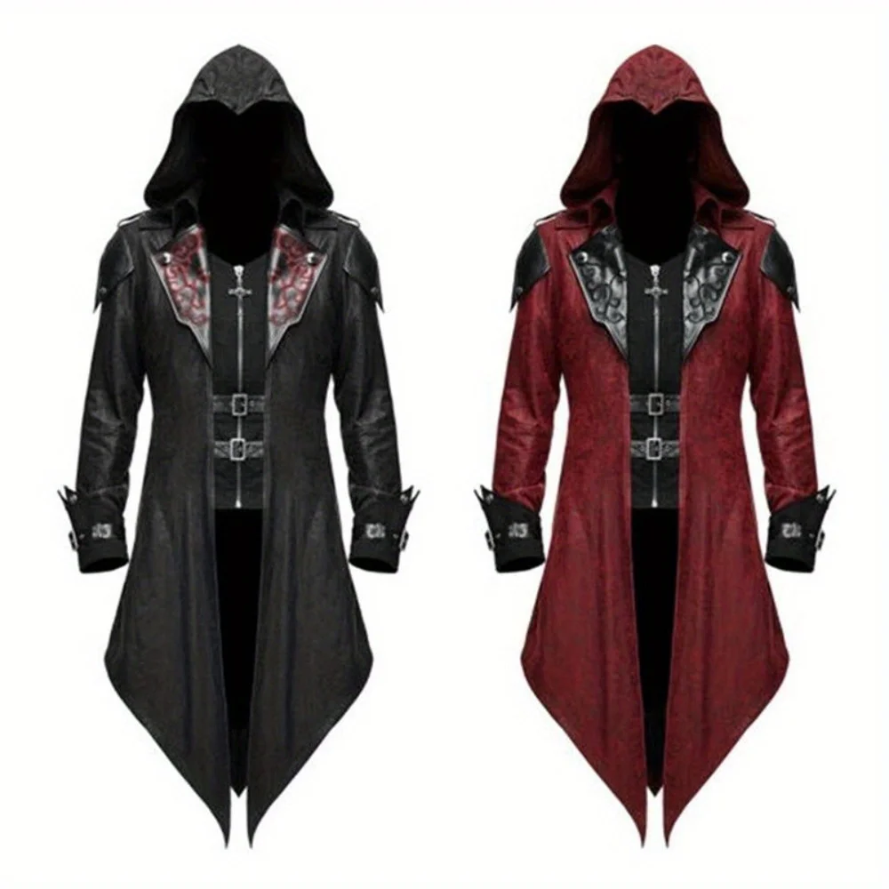

New Arrival in 2025! European and American Medieval Halloween Retro - patchwork Coats, Men's Gothic Dark Style Fully Displayed.