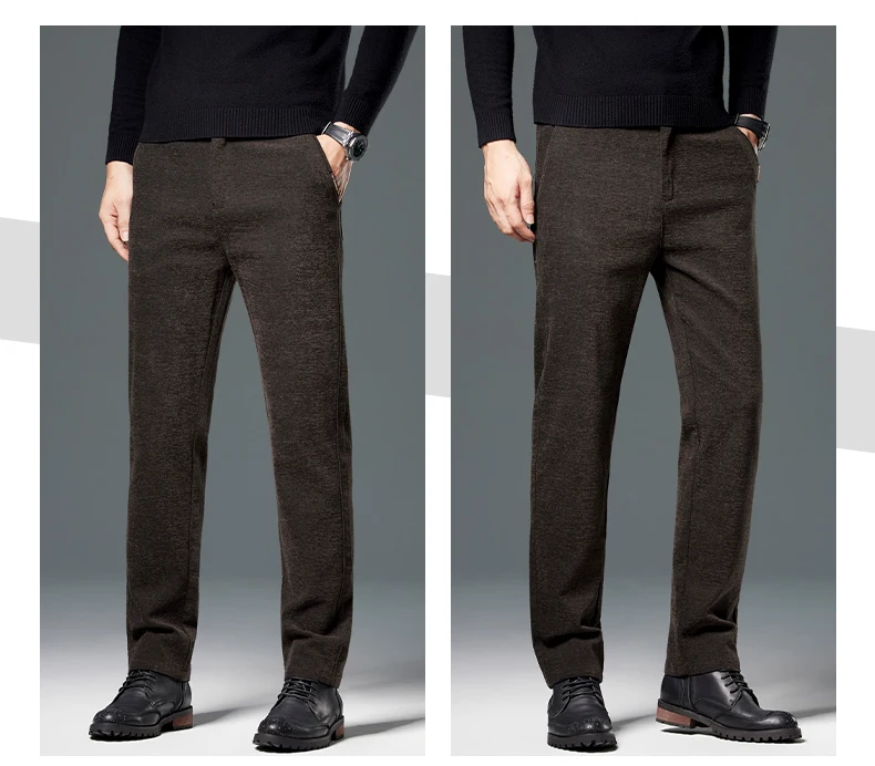 Herbst-Winter-Herren-Freizeithose, Business-Slim-Fit, gerade geschnitten, mit elastischem Bund, Arbeitshose, Cargo-Hose, einfarbig, koreanischer Stil, Stretch-Hose für Herren – Detail 10