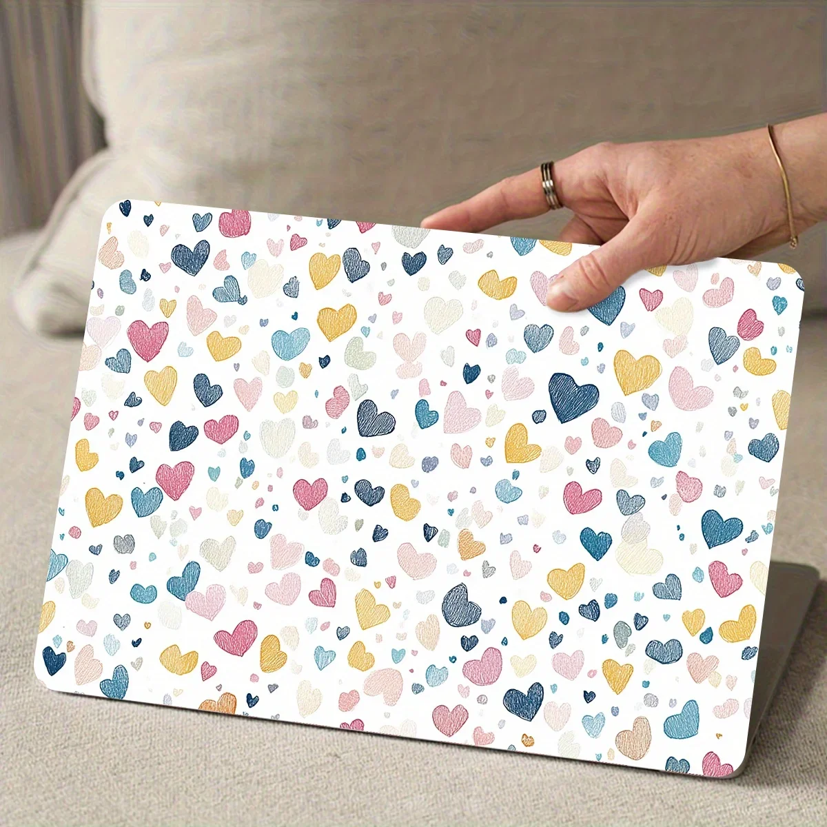 2-Pack Pattern Laptop Art Heart Sticker Case, Universal Netbook Light Beige Waterproof Scratch Resistant Sticker - Waterproof
